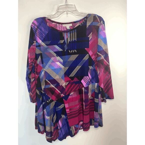 Dana Buchman Asymetrical Multi Pattern Tunic Size Large - Picture 1 of 6